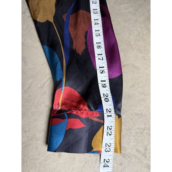 Soft Surroundings 100% Silk Floral LS Blouse M Artsy Colorful Career Wardrobe - Picture 8 of 8